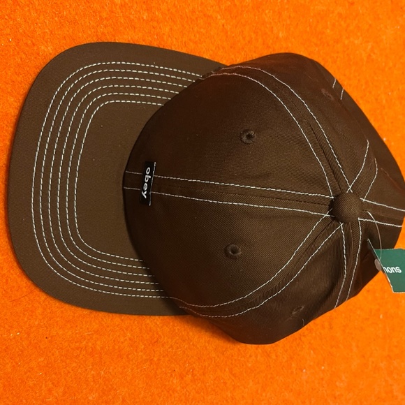 Obey brown 100% cotton small logo topstitched cap NWT - Picture 3 of 9